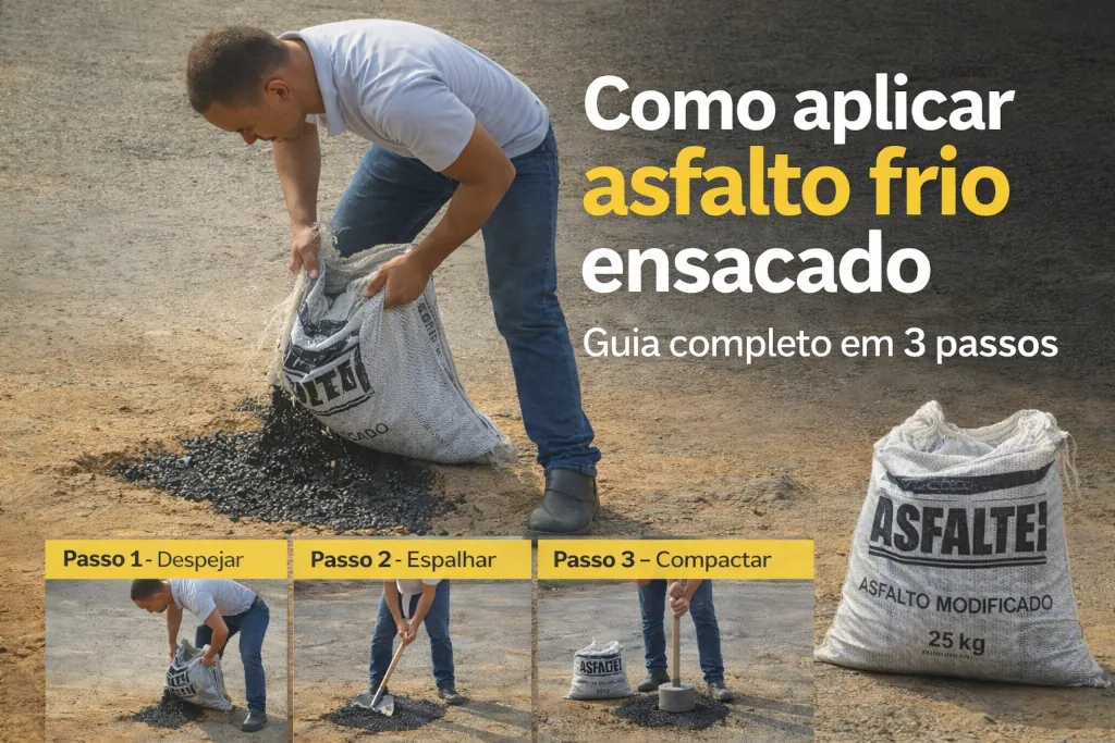 como aplicar asfalto frio ensacado 25kg asfaltei passo a passo